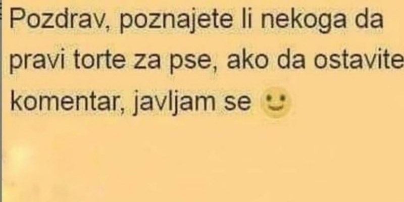 Netko je na Fejsu tražio recept za tortu za pse, komentar ove žene izazvao je salve smijeha