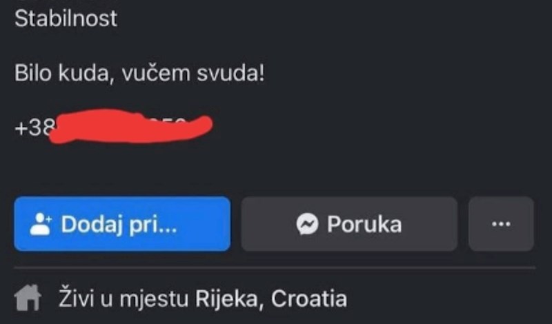 Vučna služba iz Rijeke proslavila se na društvenim mrežama zbog skroz bizarnog imena, morate vidjeti