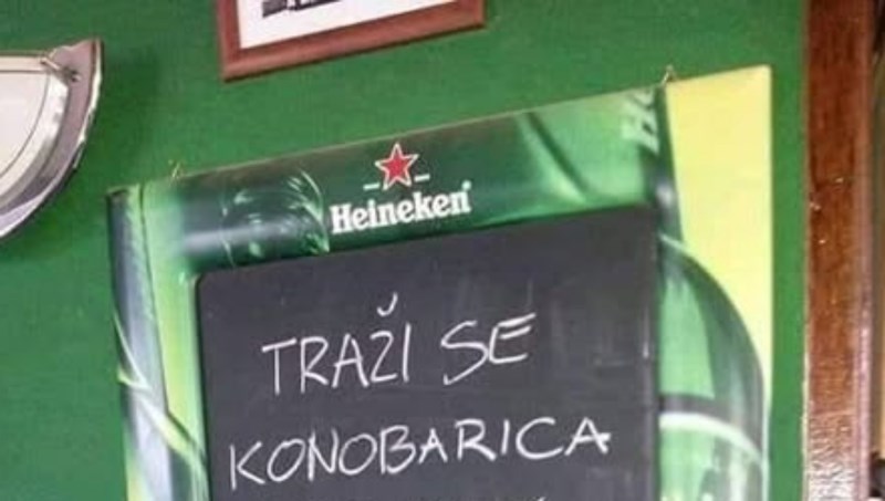 Oglas za radno mjesto konobarice jedne je nasmijao, a druge zgrozio. Fotka je hit na Balkanu!