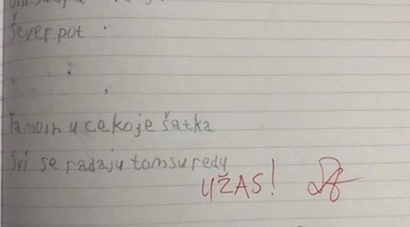 Kad je mama vidjela što je učiteljica napisala njenom djetetu, napisala joj je poruku u bilježnici