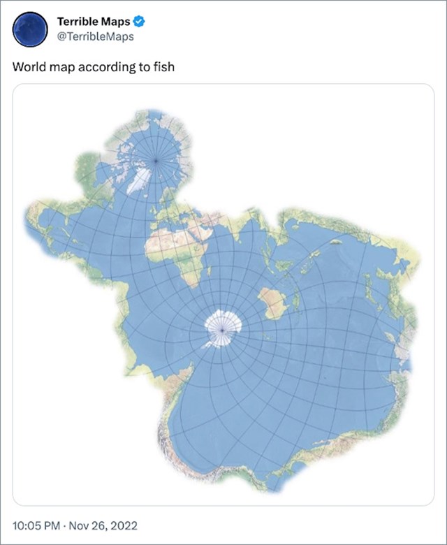 5. Mapa svijeta iz perspektive riba