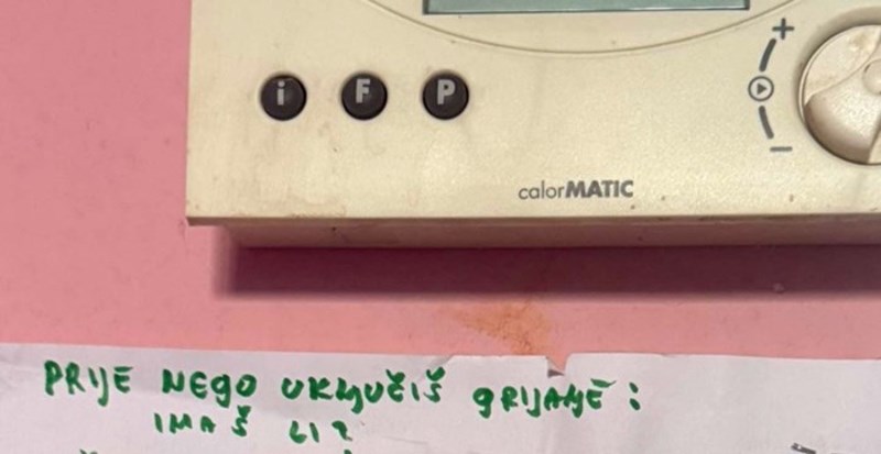 Mama je sinu ostavila upute za korištenje grijanja, odmah ih je morao fotkati i svima pokazati