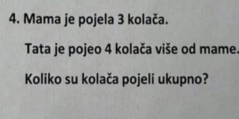 Djetetov odgovor na pitanje iz matematike nasmijao je cijelu Hrvatsku, urnebesan je