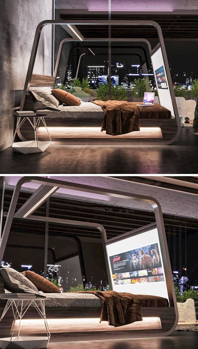 9. Krevet s ugrađenim televizorom