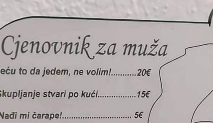 Crnogorka je napravila cjenik za svoga muža, fotka je odmah postala teški hit na Balkanu