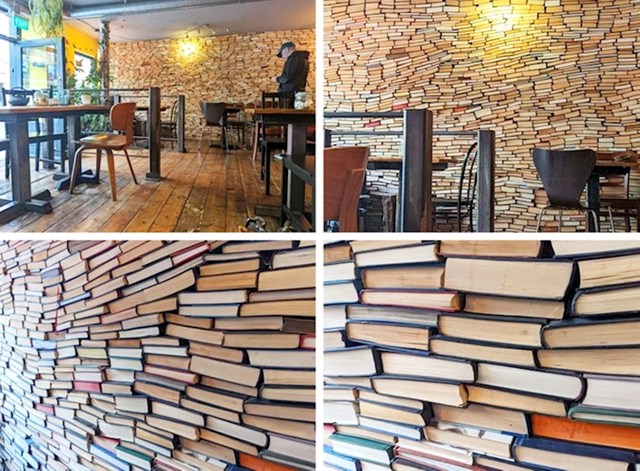 13. Jedan kafić u Engleskoj ima zid od pravih pravcatih knjiga!