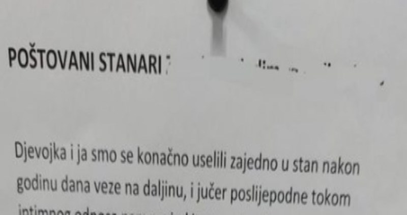 U jednoj stambenoj zgradi osvanula je urnebesna poruka, fotka je odmah postala hit u cijeloj regiji