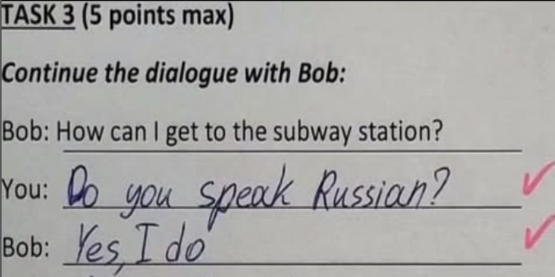 Rus je upisao tečaj engleskog pa razljutio profesoricu odgovorom na zadatak, fotka je urnebesna