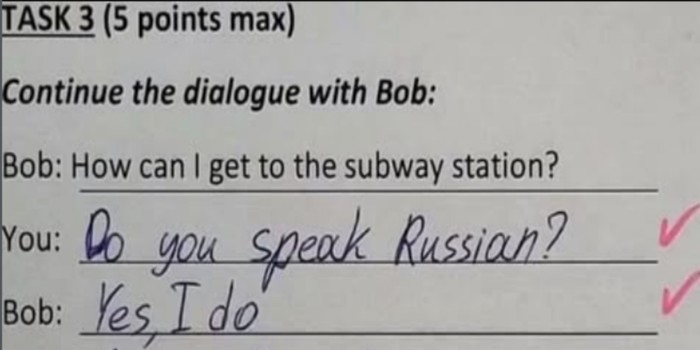 Rus je upisao tečaj engleskog pa razljutio profesoricu odgovorom na zadatak, fotka je urnebesna