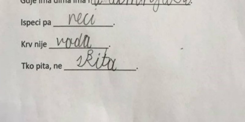 Učenici su morali dovršiti poslovice, odgovori jednog djeteta izazvali su salve smijeha na mrežama