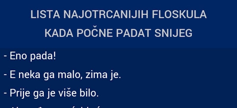 Netko se sjetio svih izlizanih uzrečica koje ljudi koriste kad padne snijeg, ovo je totalna istina