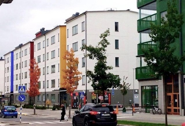 Stabla koja sasvim slučajno pašu uz boje na zgradi.