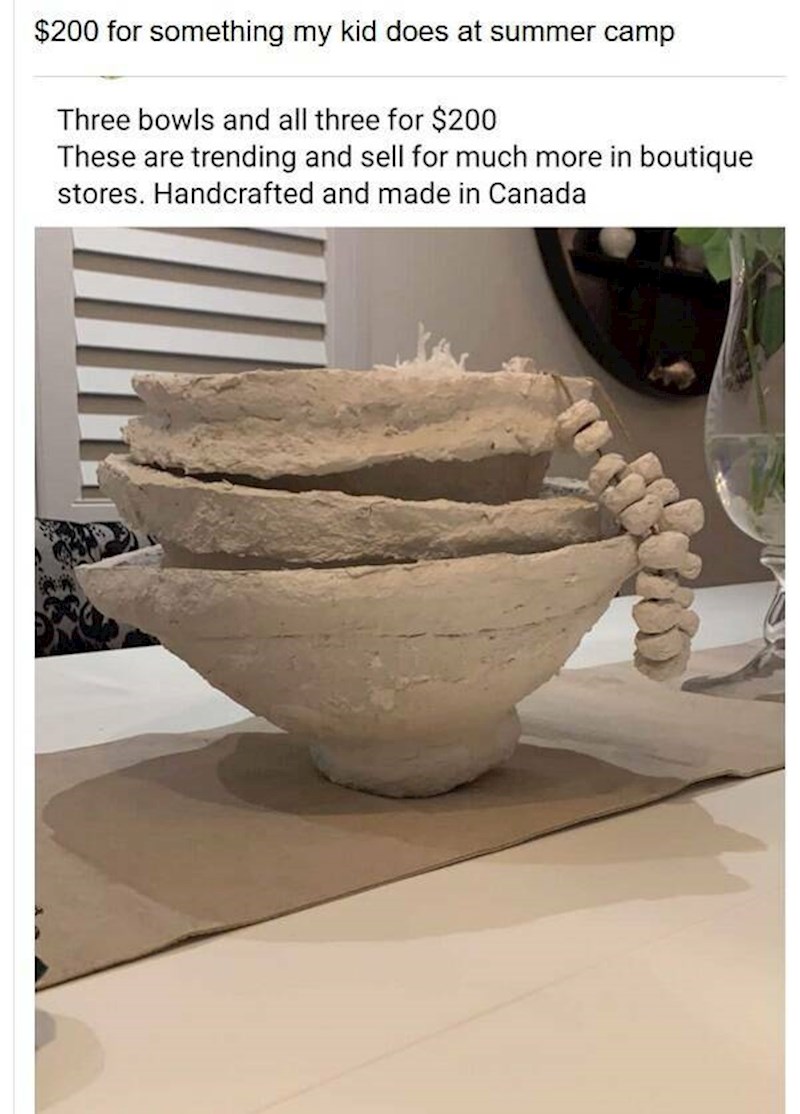 3. Netko nije uspio napraviti zdjele i sad ih pokušava prodati za 200 dolara