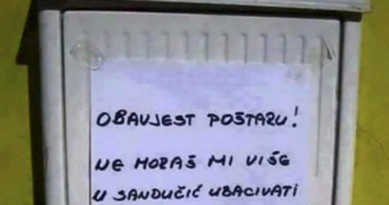 Tip je na sandučiću ostavio nesvakidašnju obavijest za poštara, morate vidjeti što mu je poručio