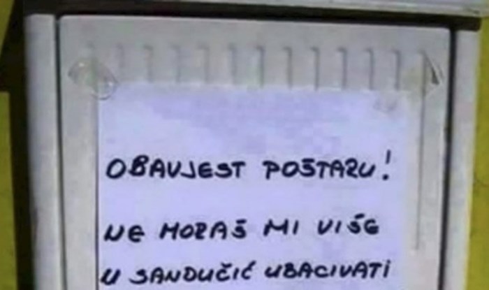 Tip je na sandučiću ostavio nesvakidašnju obavijest za poštara, morate vidjeti što mu je poručio