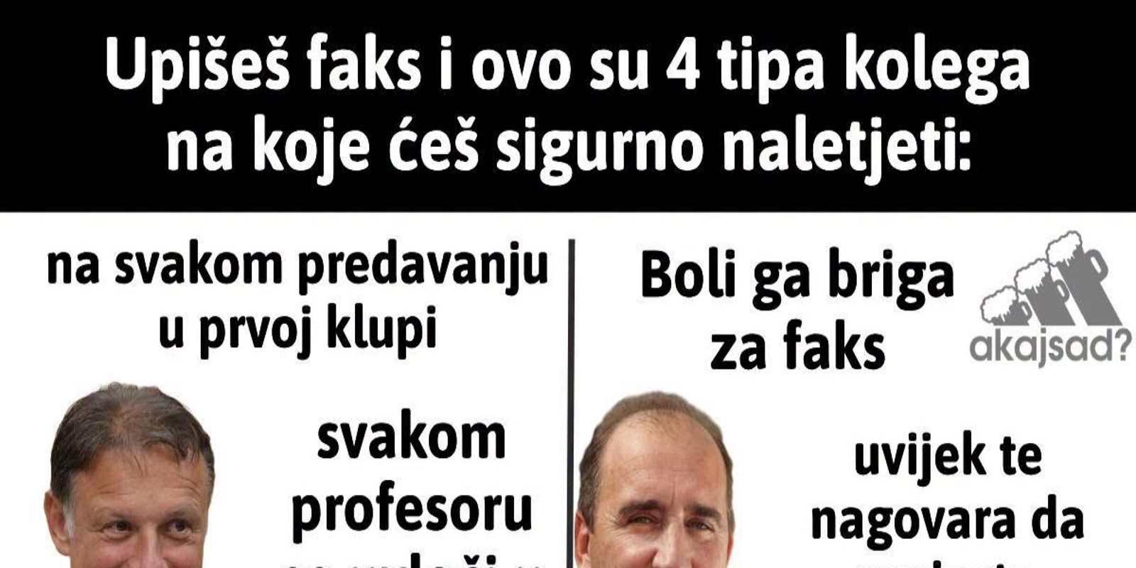 Preko tisuću ljudi na Fejsu lajkalo je foru o tipovima kolega na faksu, urnebesna je i skroz točna