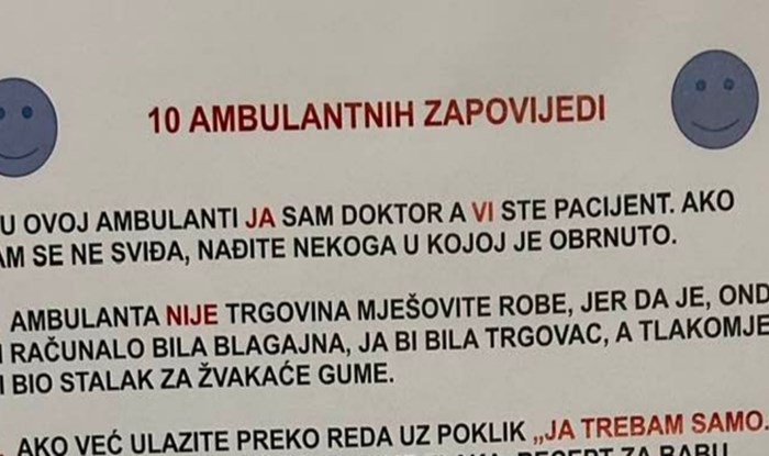 Liječnik opće medicine u svojoj je ambulanti izvjesio urnebesna pravila za pacijente, morate vidjeti