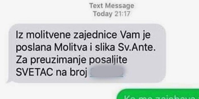 Tip je primio čudan SMS i mislio da ga netko zafrkava, ali sljedeća poruka sve je razjasnila
