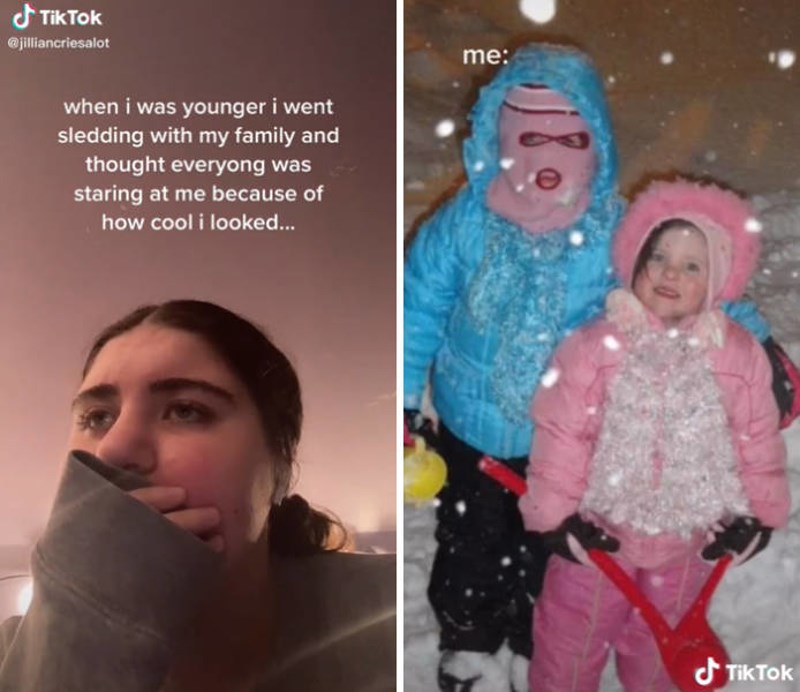 Kad sam bila klinka bila sam na sanjkanju sa svojom obitelji i mislila sam da svi bulje u mene jer sam jako kul...