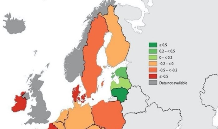 Mapa pokazuje koliko su ljudi u pojedinim zemljama Europe zadovoljni životom, pogledajte Hrvatsku
