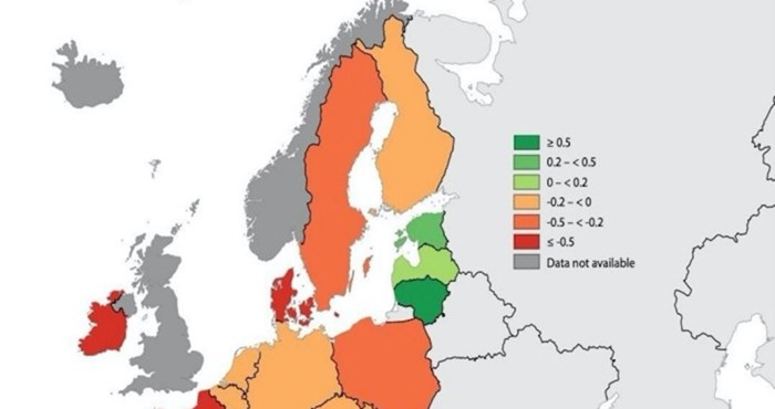 Mapa pokazuje koliko su ljudi u pojedinim zemljama Europe zadovoljni životom, pogledajte Hrvatsku