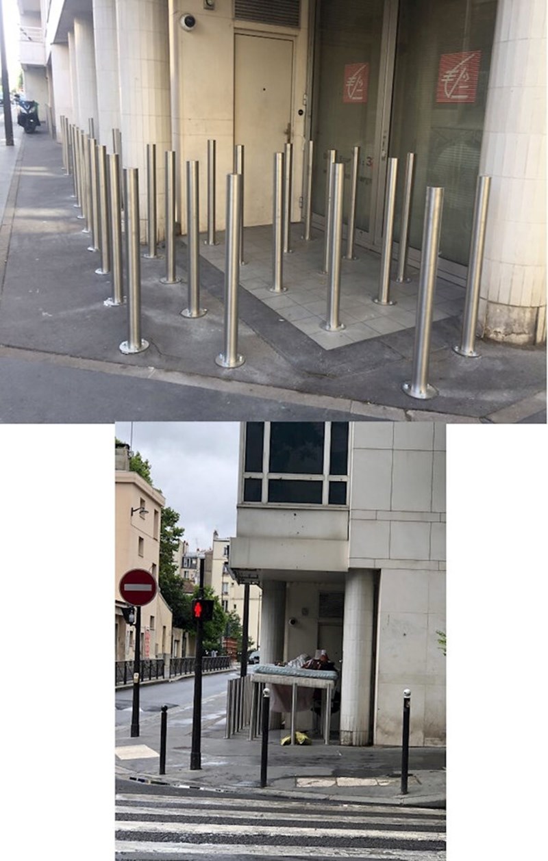 2. Grad je ovim stupićima pokušao spriječiti beskućnike da spavaju ispred institucija. Bezupješno.