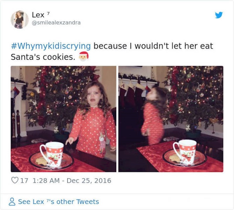 3. Plače jer joj ne dam da pojede keksiće za Djedicu