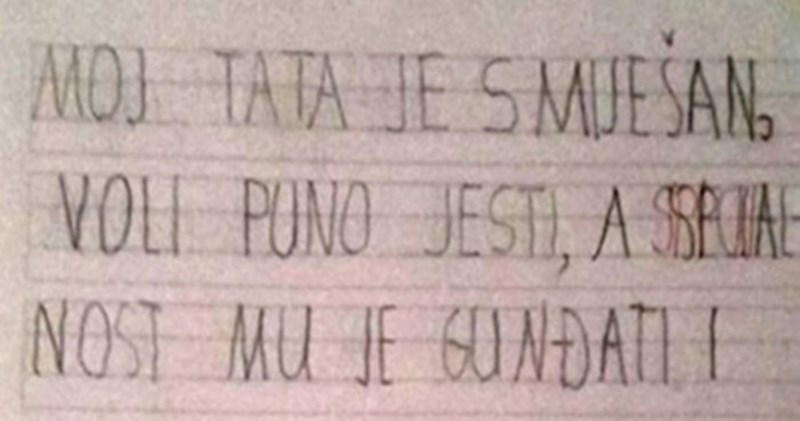 Učenik je za zadaću morao napisati sastavak o svojem tati, rezultat će vas nasmijati do suza