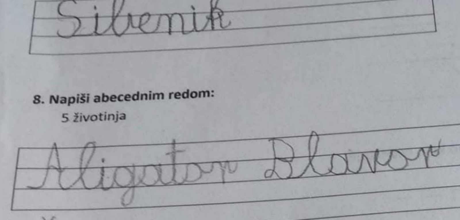 Školarci su morali navesti životinje abecednim redom, odgovor ovog djeteta nasmijao je cijelu zemlju