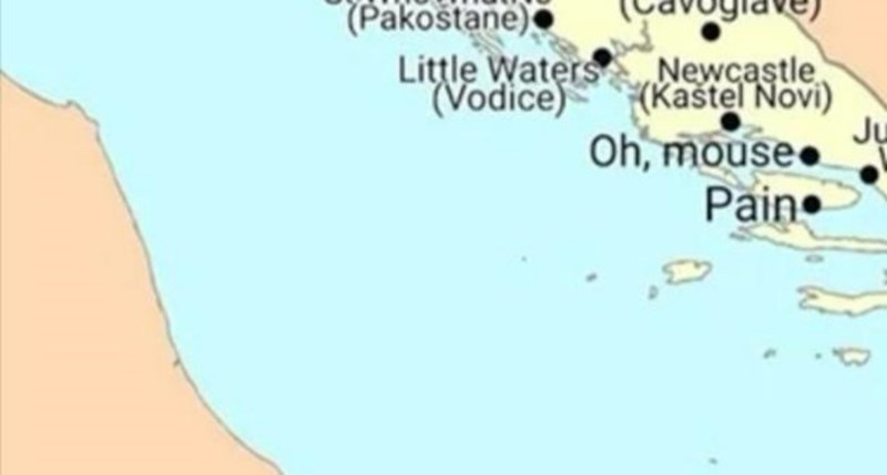 Netko je napravio mapu s doslovnim prijevodima imena hrvatskih gradova na engleski, urnebesna je