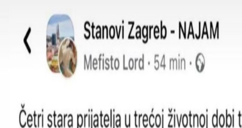 Penzioner je preko FB grupe pokušao pronaći stan, plakat ćete od smijeha kad vidite zašto mu treba
