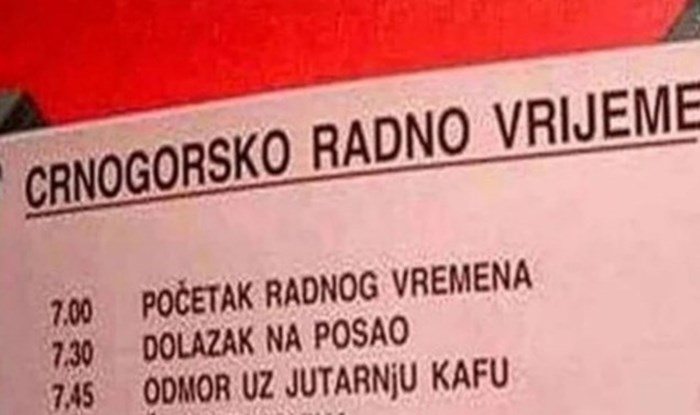 Fotka crnogorskog radnog vremena nasmijala je ekipu iz regije, odmah ćete vidjeti zašto
