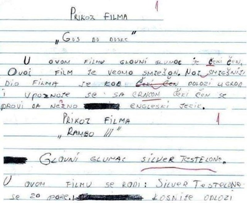 Evo kako je učenik analizirao svoje omiljene filmove sa "SilveromTesteloneom" i Čekijem Čenom".