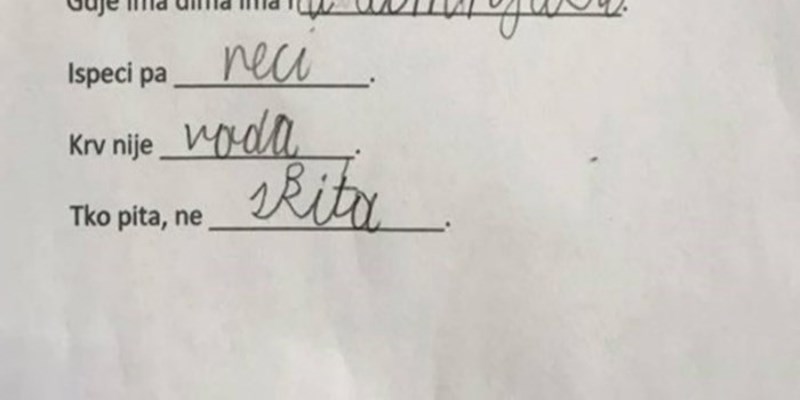 Učenici su morali dovršiti poslovice, odgovori jednog djeteta izazvali su salve smijeha na mrežama