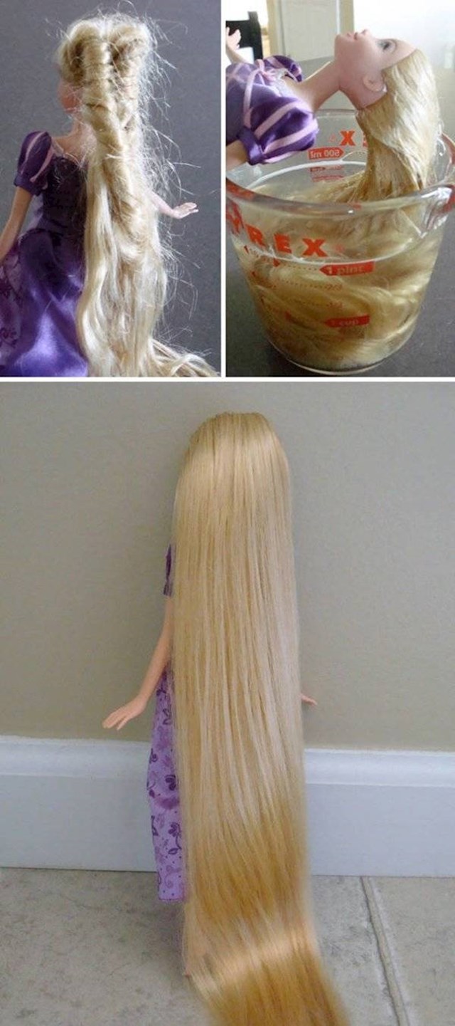 7. Kosu barbike ili lutke možete raščešljati pomoću detrdženta za suđe i regeneratora za kosu