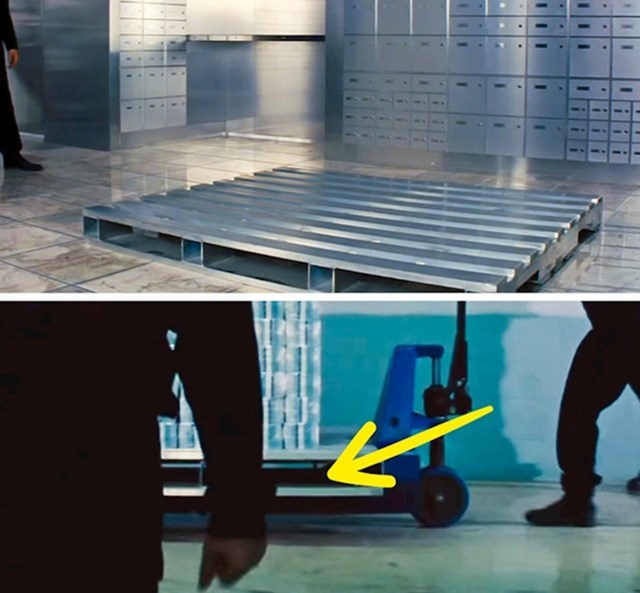 U filmu "Majstori iluzije" Danny i Henley ulaze u trezor skrivajući se unutar metalne palete. Međutim, oni ne bi mogli tamo stati i zapravo se vidi da nikog nema tamo.