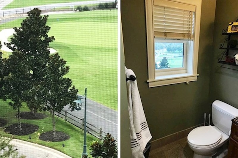 15. Rezervirali smo sobu s pogledom na golf teren. Pogled na golf teren je iz wc-a.