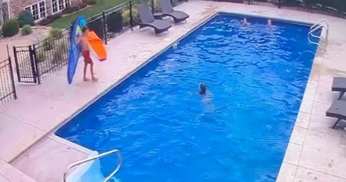 Nadzorna kamera snimila je urnebesnu situaciju pored bazena, morate vidjeti što se ženi dogodilo