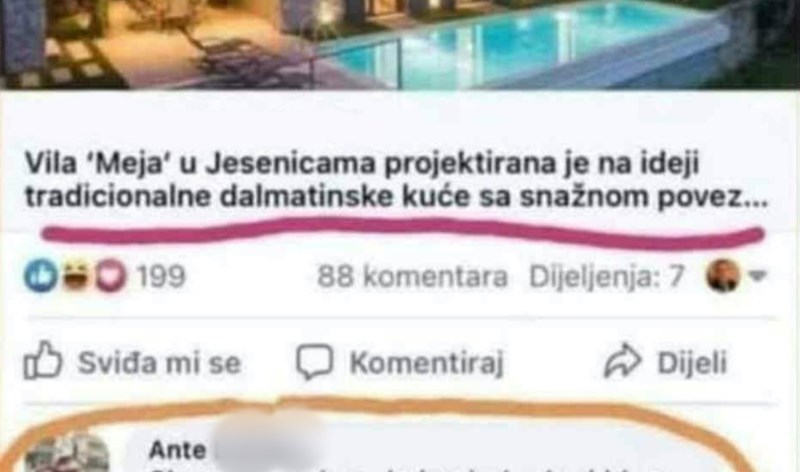 Tip je preko Fejsa komentirao luksuznu vilu u Dalmaciji i izazvao salve smijeha, morate vidjeti