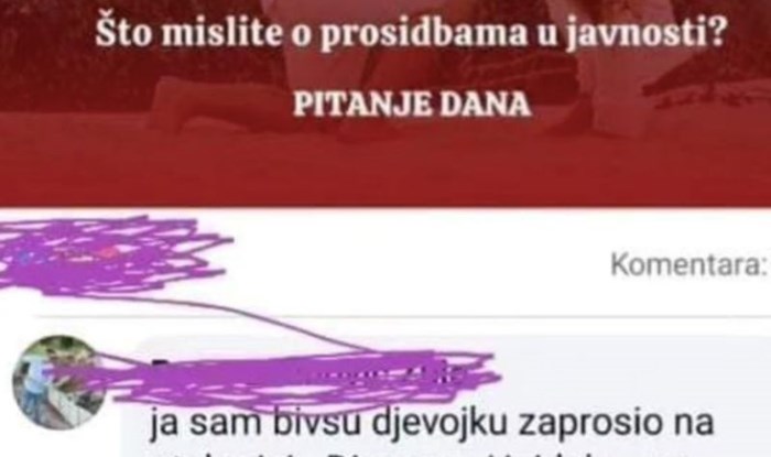 Netko je ljude na FB-u pitao što misle o javnim prosidbama, iskustvo ovog tipa teški je hit