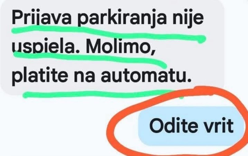Tip nije uspio platiti parking pa je poslao ljutiti SMS, situacija se rasplela na urnebesan način