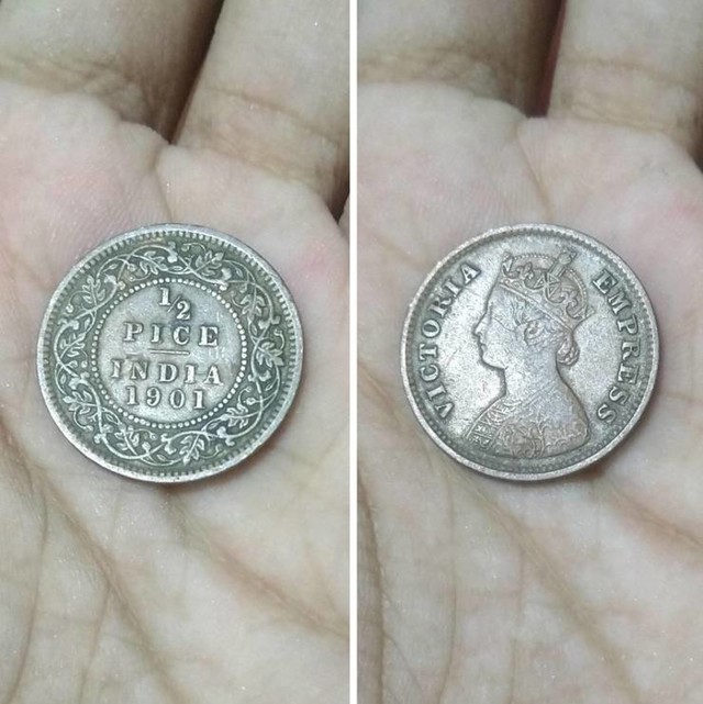 1. Pronašao sam novčić iz 1901. godine. To je bila godina kad je kraljica Viktorija umrla te godina kad su se ovakvi novčići prestali kovati.