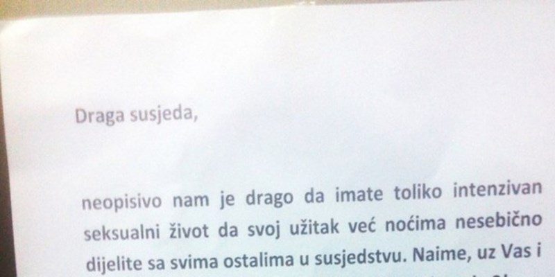 Stanari zgrade ostavili su obavijest za glasnu susjedu, odmah ćete vidjeti zašto je fotka hit