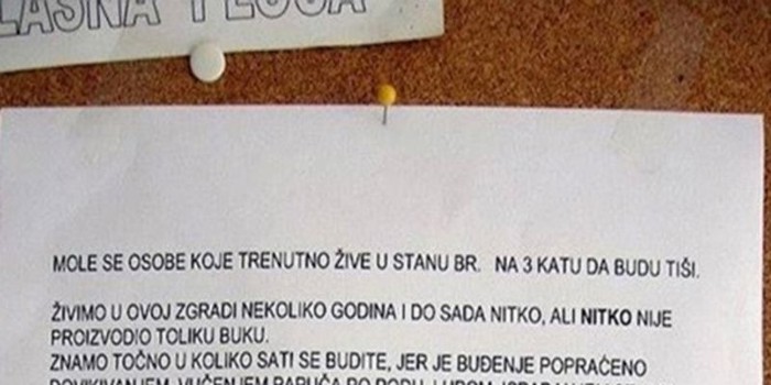 Stanari zgrade napisali su zajedničku poruku za bučne susjede, odmah je postala hit na mrežama