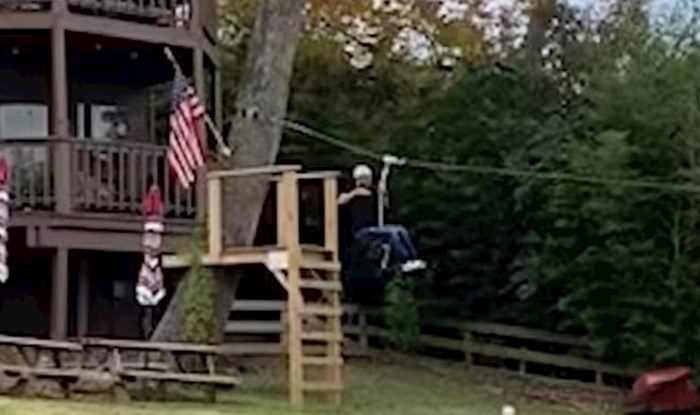 Obitelj iz SAD-a napravila je zipline u dvorištu, viralna snimka otkriva kako je završio taj pothvat