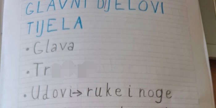 Djeca su u školi morala navesti dijelove tijela, prasnut ćete u smijeh kad vidite ovaj uradak