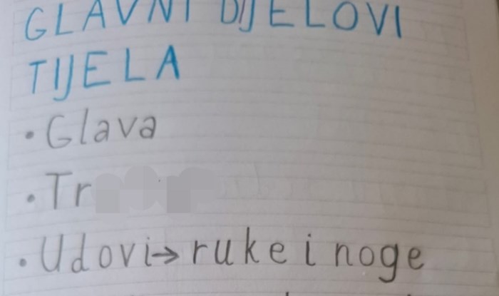 Djeca su u školi morala navesti dijelove tijela, prasnut ćete u smijeh kad vidite ovaj uradak