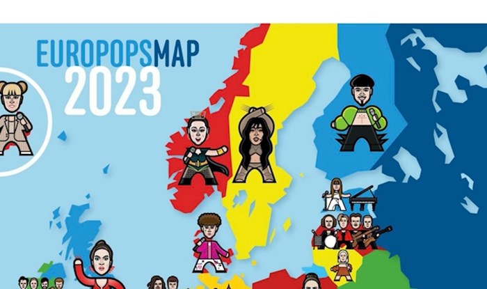 Mapa pokazuje sve natjecatelje ovogodišnjeg Eurosonga razmještene po njihovim državama, baš je fora