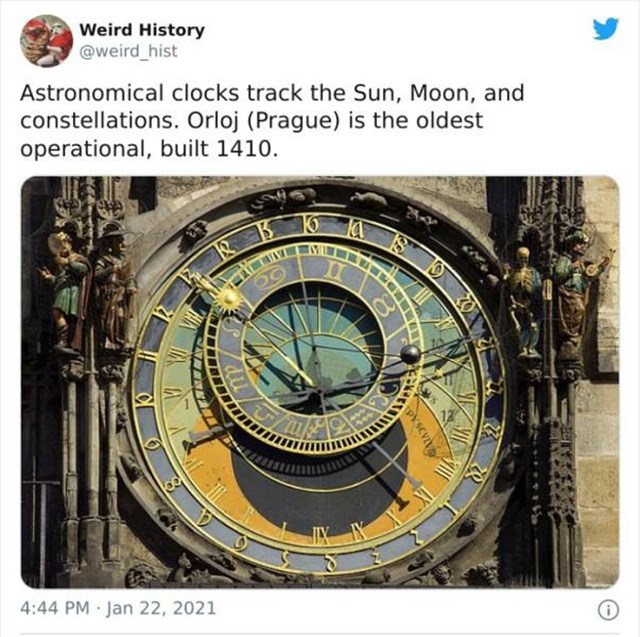 8. Najstariji astronomski sat koji i dalje radi zove se Orloj i sagrađen je 1410. godine u Pragu