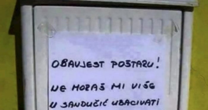 Tip je na sandučiću ostavio nesvakidašnju obavijest za poštara, morate vidjeti što mu je poručio